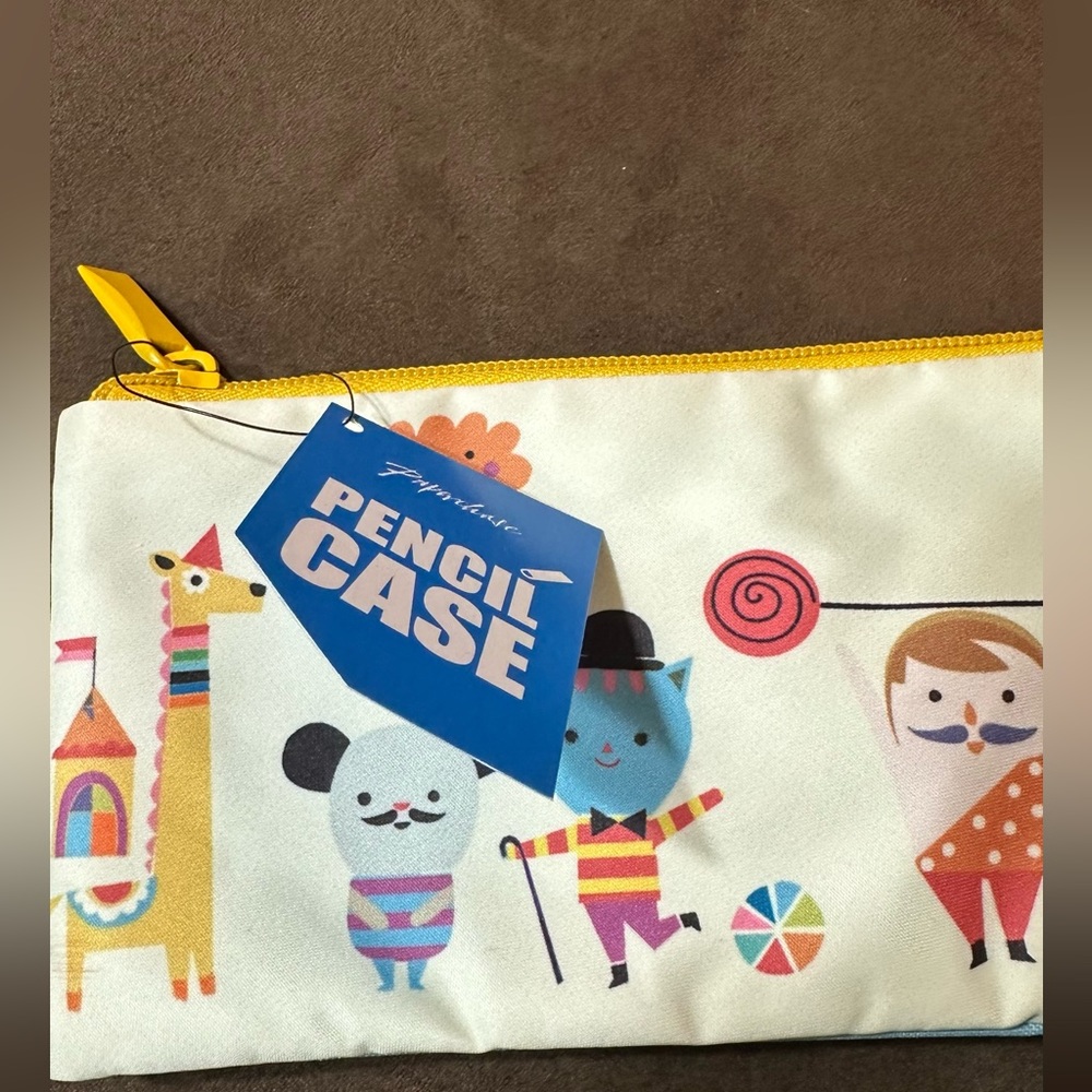 Paperchase pencil case - with internal zipper, 3 compartments - circus design
